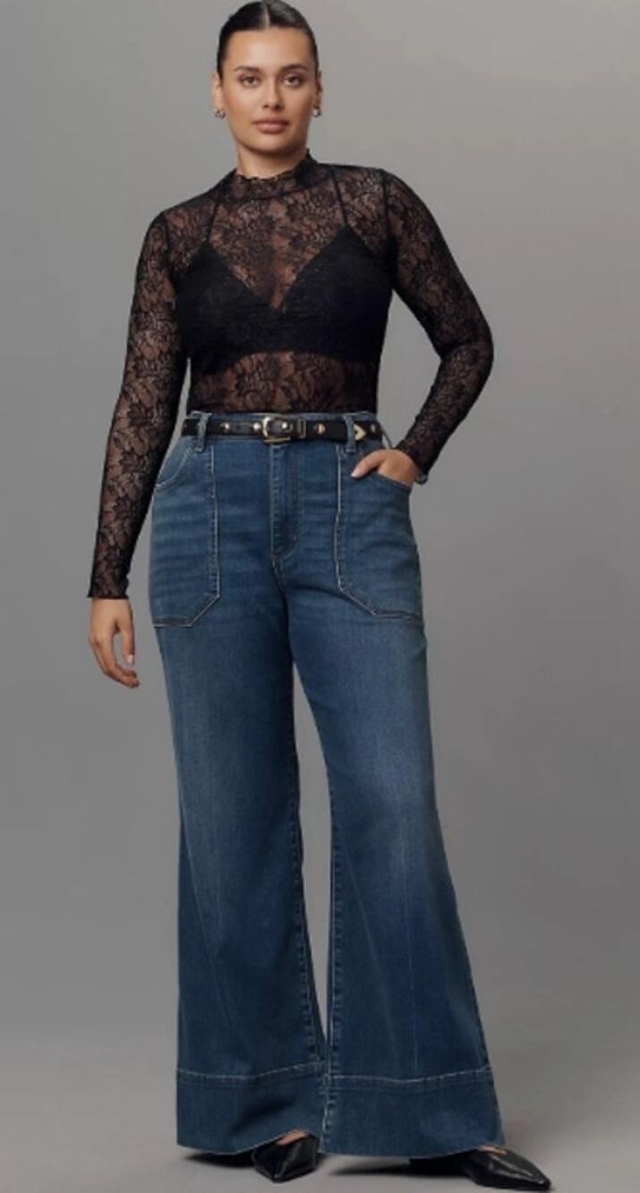 Anthropologie Pilcro Rylan Relaxed High-Rise Flare Jeans Medium Wash Size 36